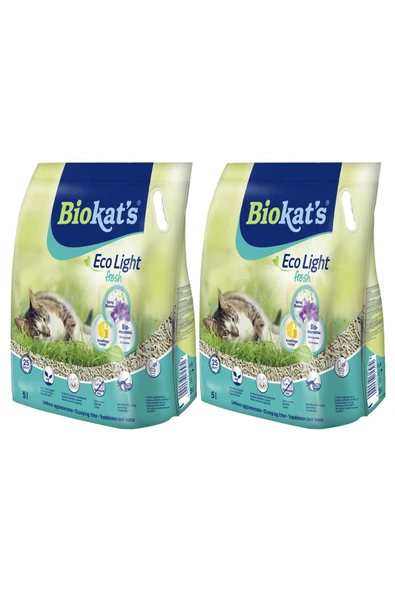 Biokats Biokat's Eco Light Fresh Spring Blossom (BAHAR ÇİÇEĞİ KOKULU) Pelet Kedi Kumu 5 Lt X 2 Adet