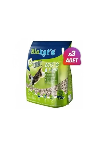 Biokats 3 Adet - Eco Light Pelet Kedi Kumu 5 Lt