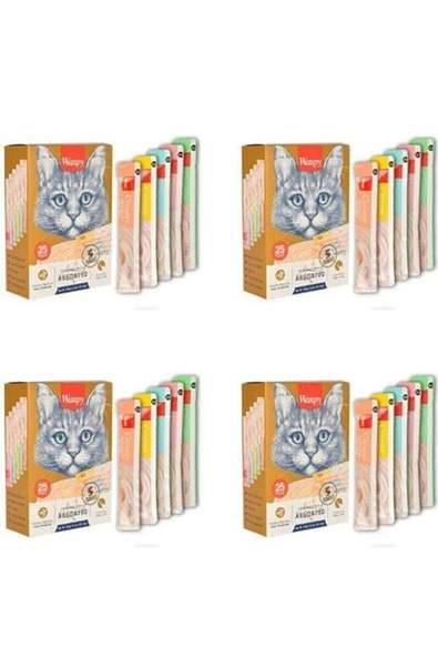 Wanpy Karışık 8 Lezzetli Krema/sıvı Kedi Ödülü 25x14gr X 4 Adet