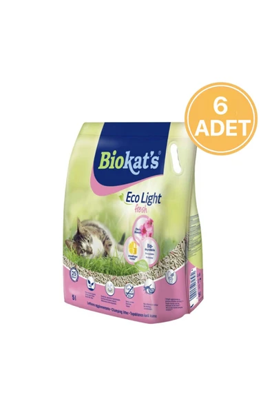 Biokats Biokat's Eco Light Fresh Cherry Blossom Pelet Kedi Kumu 5 lt (6 Adet)