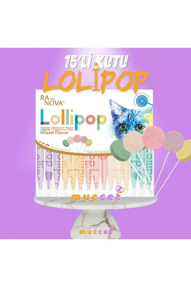 RANOVA Muccet 15'li Kutu Kedi Lolipopu Malt Destekli Kedi Ödülü