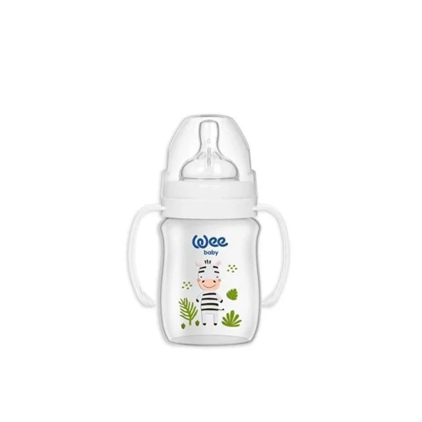 Wee Baby Safari Geniş Ağızlı Kulplu PP Biberon 0-6 Ay 250 ml
