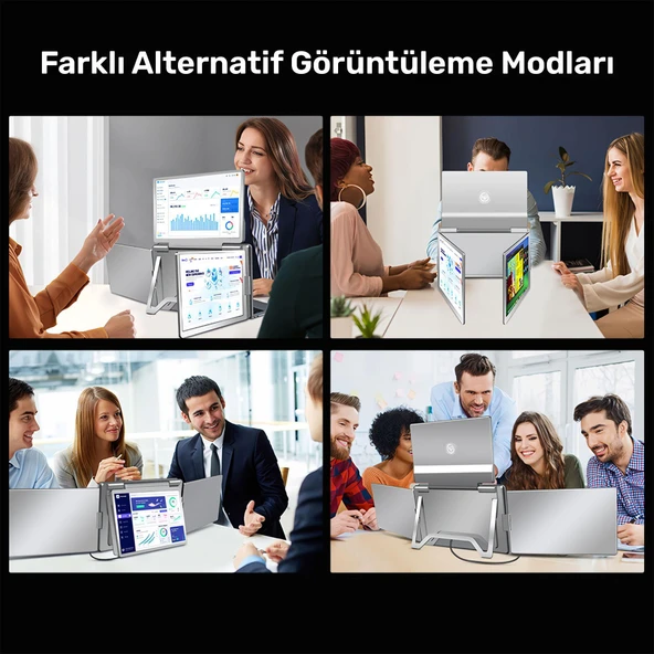 NPO NPM788 16" FHD 1200p IPS Type-C Taşınabilir 3'lü Monitör Çoklayıcı Standlı Notebook Monitör - 9
