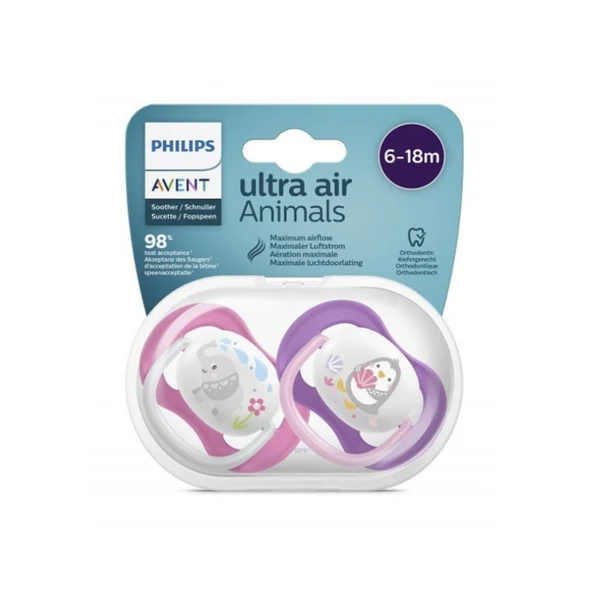 Philips Avent Ultra Air Animals Emzik Kız 6-18 2 li