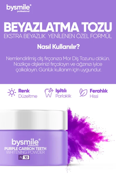 BySmile Professional N : 10 Mor - Karbon Diş Beyazlatma Tozu - 3