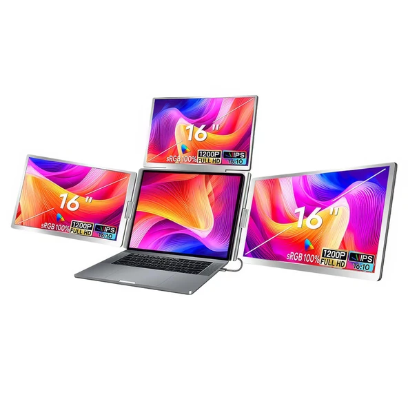 NPO NPM788 16" FHD 1200p IPS Type-C Taşınabilir 3'lü Monitör Çoklayıcı Standlı Notebook Monitör