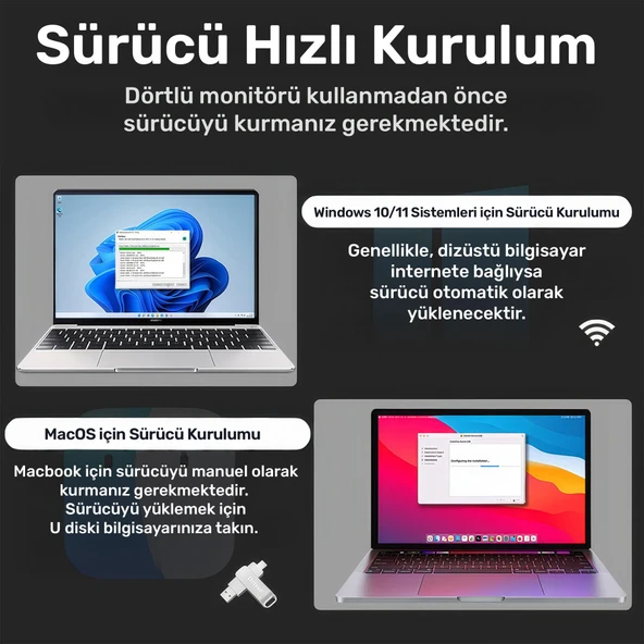 NPO NPM788 16" FHD 1200p IPS Type-C Taşınabilir 3'lü Monitör Çoklayıcı Standlı Notebook Monitör - 11
