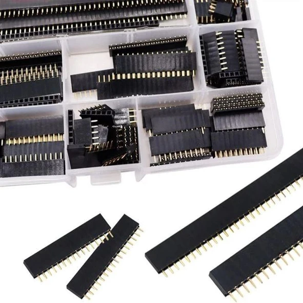 120 Adet Header Seti 2,54mm Dişi 4-20 Pin 8 Çeşit Şeffaf Çantada - 2
