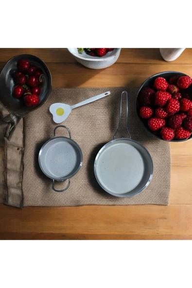 Bta Home Granit Yapışmaz Taban Ikili Tava Seti Beyaz Yumurta Spatulası - 4