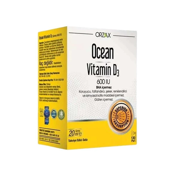 Ocean Vitamin D3 600 lU Sprey 20 ml ürün görseli