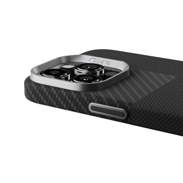 Apple iPhone 16 Pro Kılıf Magsafe Şarj Özellikli 600D Metal Kamera Çerçeveli Raptic Aramid Fiber Croxx Mondrian Serisi K - Resim 5