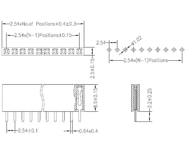 120 Adet Header Seti 2,54mm Dişi 4-20 Pin 8 Çeşit Şeffaf Çantada - 6