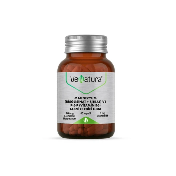 Venatura Magnezyum Bisglisinat + Sitrat ve P-5-P (Vitamin B6) 60 Kapsül - 1