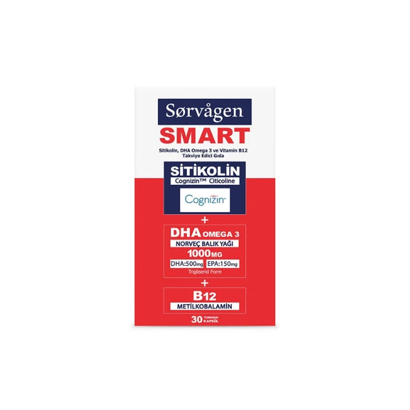 Sorvagen Smart Sitikolin Omega 3 İçeren Takviye Edici Gıda 30 Kapsül ürün görseli