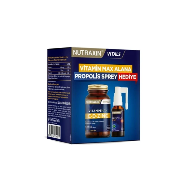 Nutraxin Vitamin Max 60 Tablet Alana Propolis Sprey 30 ml Hediye