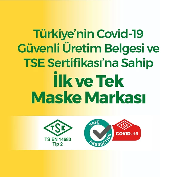 Evony Color Sarı Yumuşak Elastik Kulaklı Maske 100 Adet - 6