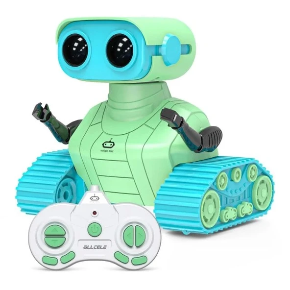 ALLCELE Müzikli ve LED'li Uzaktan Kumandalı Robot Green Blue Standard