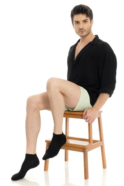 Premium Siyah Renk Erkek Bambu Patik Çorap 12li Set - 41-45 - 10500-DZ12-SYH - 3