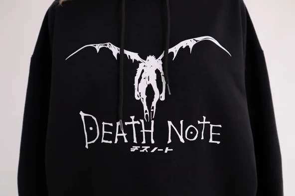 Siyah Death Note Ryuk Anime Kapşonlu Pamuklu Sweatshirt - 2