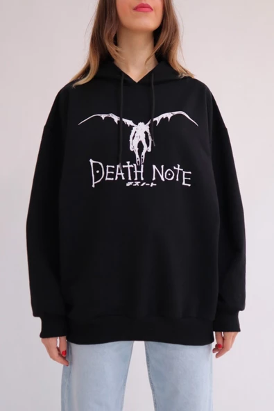 Siyah Death Note Ryuk Anime Kapşonlu Pamuklu Sweatshirt