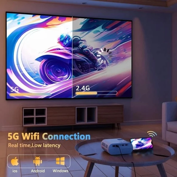 Roconia 5G WiFi Bluetooth Yerel 1080P Projektör - 3