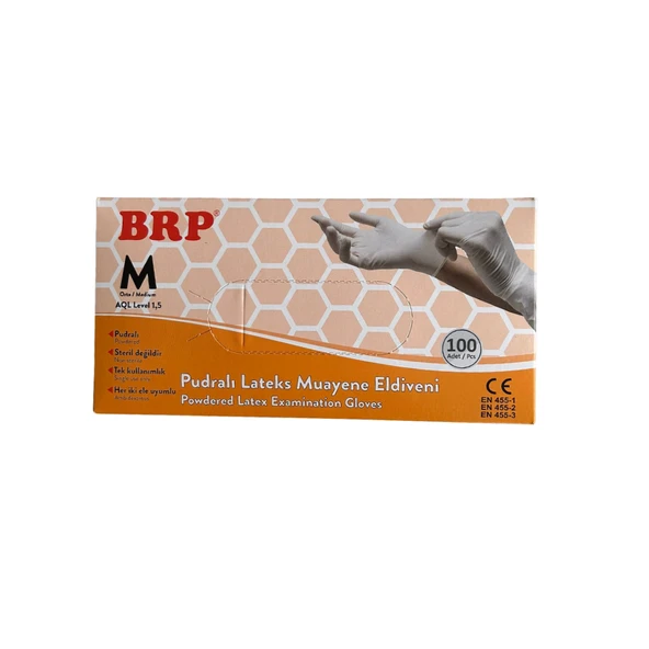 BRP Pudralı Lateks Muayene Eldiveni 100 Adet ürün görseli