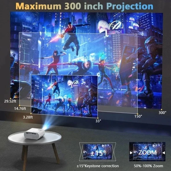 Roconia 5G WiFi Bluetooth Yerel 1080P Projektör - 4