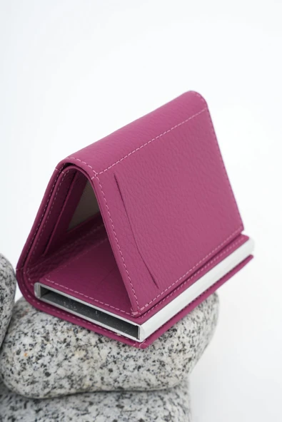 Mekanizmalı Deri Cüzdan Lila 113570 - 5