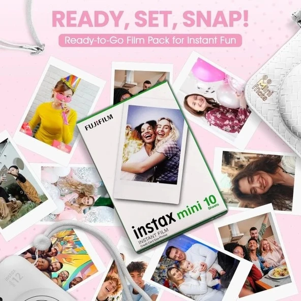 Fujifilm Instax Mini 12 Anlık Fotoğraf Makinesi/Minimate Özel Kılıf/10 Sayfa - Beyaz - 6