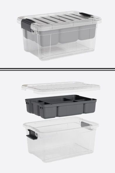 Flora Kilitli Bölmeli Saklama Kutusu, Bujiteri Takı İlaç Dikiş İp Kırtasiye Oyuncak Organizer 3,2 Litre - 2