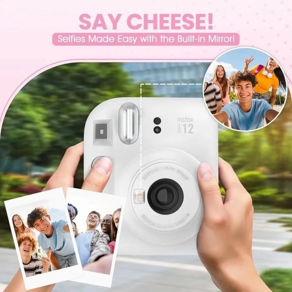 Fujifilm Instax Mini 12 Anlık Fotoğraf Makinesi/Minimate Özel Kılıf/10 Sayfa - Beyaz - 4