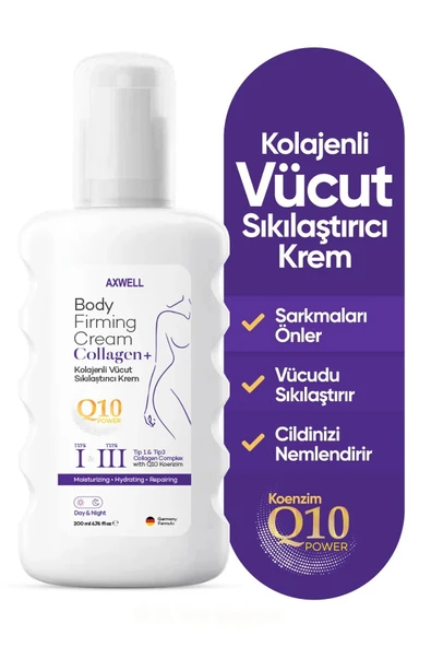 AXWELL Koenzim Q-10 Kolajen İçerikli Vücut Sıkılaştırıcı Krem