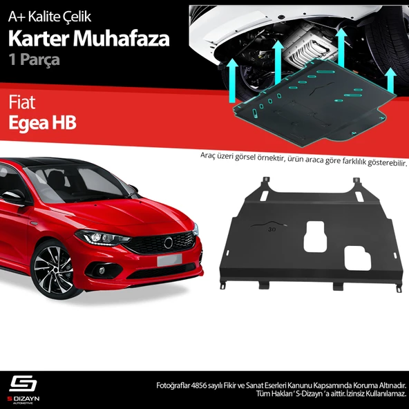 S-Dizayn Fiat Egea Sedan Çelik Karter Muhafaza Koruma 2015 Üzeri A+ Kalite - 9