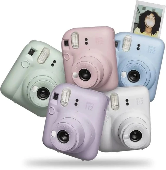 Fujifilm Instax Mini 12 Anlık Fotoğraf Makinesi/Minimate Özel Kılıf/10 Sayfa - Mavi - 10