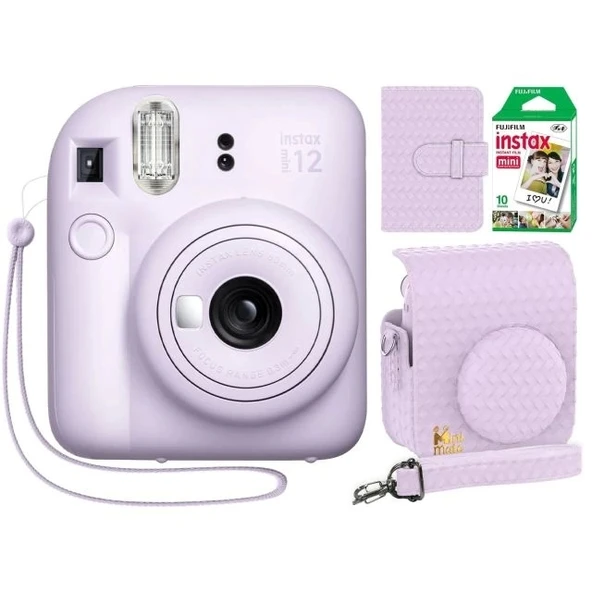 Fujifilm Instax Mini 12 Anlık Fotoğraf Makinesi/Minimate Özel Kılıf/10 Sayfa - Mor - 2