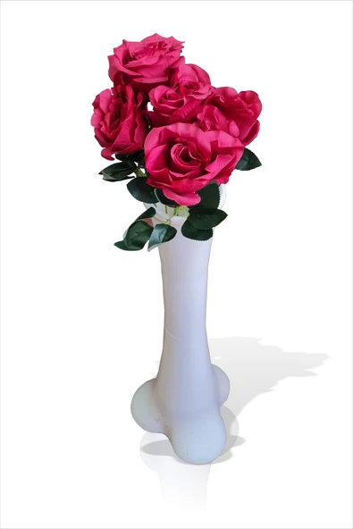 En Uzun Büyük Geniş Kırmızı 5 Gül Beyaz 60cm Kırılmaz İnce Bel Dengeli Devrilmez Kırılmaz Konik Vazo