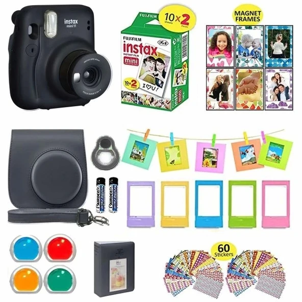 Fujifilm Instax Mini 11 Anlık Kamera Taşıma Çantası/Değer Paketi (20 Sayfa) - Gri - 2