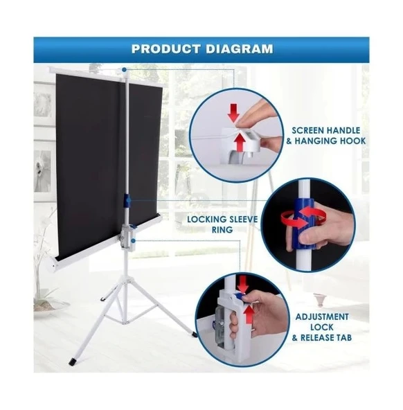 Pyle Tripod Standı 40-İnç Projektör Perdesi - 2