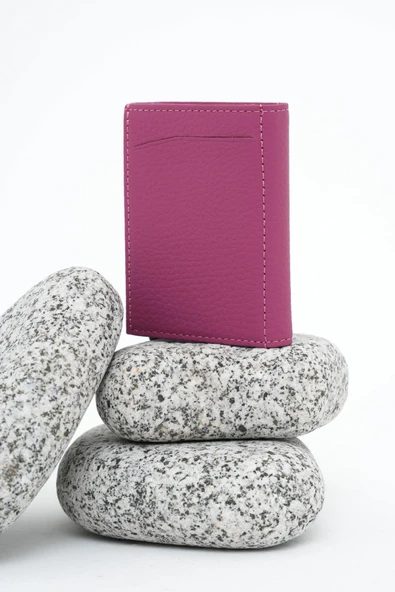 Mekanizmalı Deri Cüzdan Lila 113570