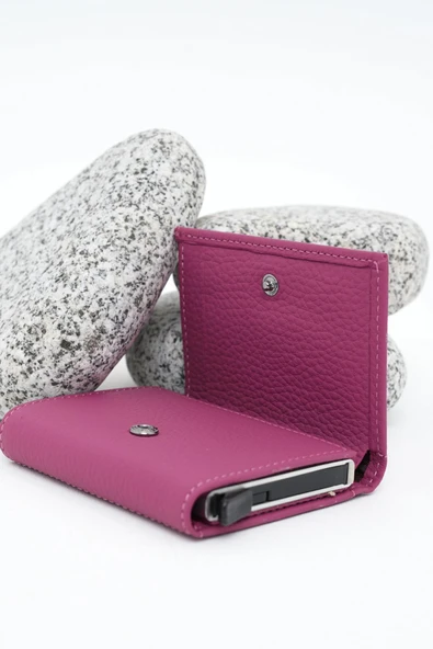 Mekanizmalı Deri Cüzdan Lila 113570 - 3
