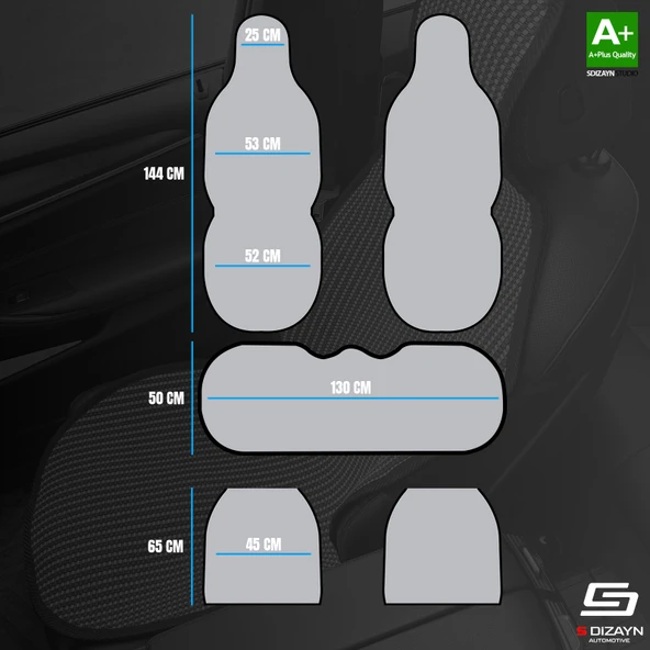S-Dizayn Oto Koltuk Koruyucu Kılıf Set Füme Universal 2+3 Parça Ön Arka - 5