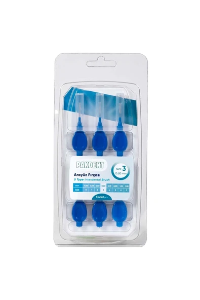 Pakdent Arayüz Fırçası 0,60 mm 6'lı - Mavi - 3