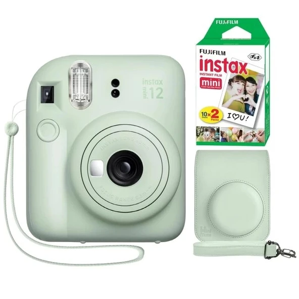 Fujifilm Instax Mini 12 Anlık Fotoğraf Makinesi/ Minimate Özel Kılıf/20 Sayfa/İkili Paket - Yeşil - 2