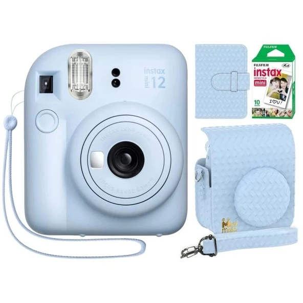 Fujifilm Instax Mini 12 Anlık Fotoğraf Makinesi/Minimate Özel Kılıf/10 Sayfa - Mavi - 2