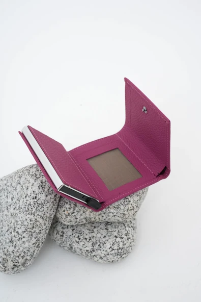 Mekanizmalı Deri Cüzdan Lila 113570 - 4