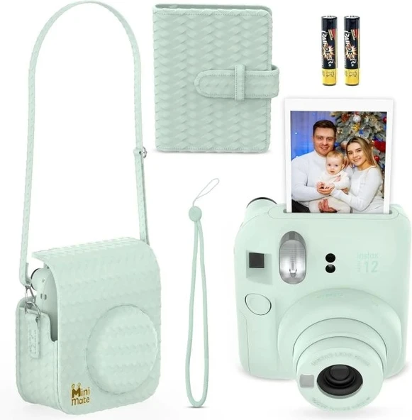 Fujifilm Instax Mini 12 Anlık Fotoğraf Makinesi/Minimate Özel Kılıf/10 Sayfa - Yeşil - 3