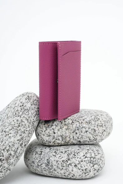 Mekanizmalı Deri Cüzdan Lila 113570 - 2