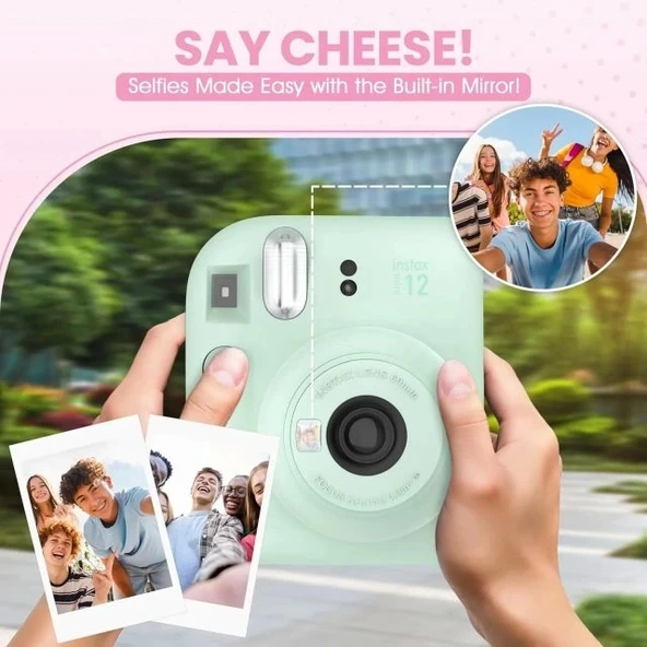 Fujifilm Instax Mini 12 Anlık Fotoğraf Makinesi/Minimate Özel Kılıf/10 Sayfa - Yeşil - 4