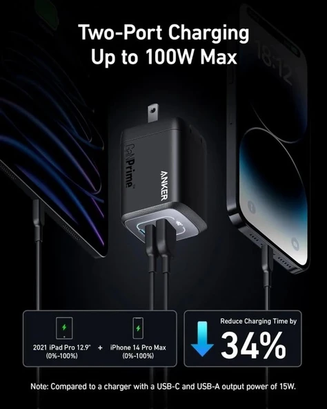 Anker Prime 100W USB C Şarj Aleti (Gan 3-Port) - 4