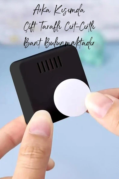 Mini Sıcaklık Nem Ölçer LCD Ekranlı Oda Termometre Duvara Takılabilen Masaüstü Isı Göstergesi Siyah - 5